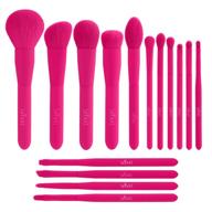 💄 15-piece makeup brush set: high-quality synthetic brushes for travel, hot pink - perfect for foundation, powder, blush, highlighter, and concealer logo