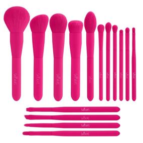 img 3 attached to 💄 15-Piece Makeup Brush Set: High-Quality Synthetic Brushes for Travel, Hot Pink - Perfect for Foundation, Powder, Blush, Highlighter, and Concealer