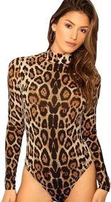 img 4 attached to MAKEMECHIC Leopard Stretchy Bodysuit Leotard