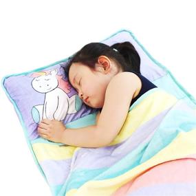 img 1 attached to 🦄 Unicorn Nap Mat for Toddlers - Perfect Preschool Resting Mat & Gift for Girls - Sleeping Bag with Pillow & Blanket - Ideal for Kinder or Daycare Naptime