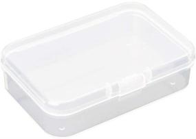 img 2 attached to 📦 AKOAK Clear Polypropylene Mini Storage Containers with Hinged Lid - Pack of 4: Ideal for Business Cards, Accessories, Crafts, Screws, Drills, Batteries