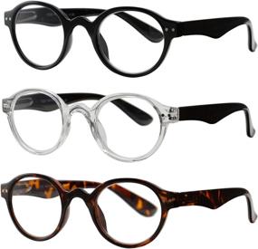 img 3 attached to 👓 Stylish Professer Readers: Spring Hinge Reading Glasses 3 Pair Set for Men and Women