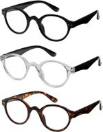 👓 stylish professer readers: spring hinge reading glasses 3 pair set for men and women logo