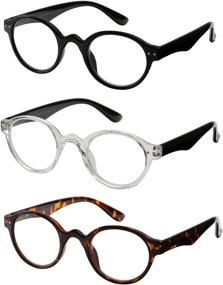 img 4 attached to 👓 Stylish Professer Readers: Spring Hinge Reading Glasses 3 Pair Set for Men and Women