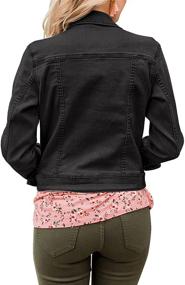 img 1 attached to 👖 Women's Fitted Stretch Denim Jean Jacket with Timeless Button-Down Long Sleeves - Maolijer
