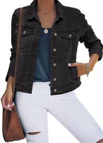 img 4 attached to 👖 Women's Fitted Stretch Denim Jean Jacket with Timeless Button-Down Long Sleeves - Maolijer