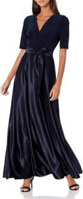 img 3 attached to 👗 Alex Evenings Women's Satin Ballgown Dress with Sleeves - Petite and Regular Sizes