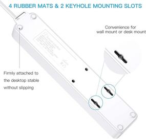 img 1 attached to ONSMART USB Удлинитель с защитой от перенапряжения, с 4 розетками и 4 USB-портами, общим выходом 3,4 A - Удлинитель с защитой от перенапряжения 600Дж, шнуром длиной 6 футов и сертификатом UL, монтируемый на стену - белый