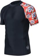 🏄 huge sports men's splice uv sun protection upf 50+ skins rash guard - short sleeve performance top" logo