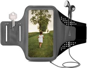 img 4 attached to 🏃 Grey ORIbox Running Armband with Cell Phone Holder - Lightweight, Multifunctional and Portable for iPhone 12 Pro Max/12 Pro/12/12 Mini/11 Pro Max/11, Samsung Galaxy