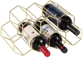 img 4 attached to 🍷 Gold Metal Wine Rack - Countertop Free-Stand Storage Holder for 9 Bottles, Space Saver Protector for Red & White Wines