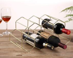 img 3 attached to 🍷 Gold Metal Wine Rack - Countertop Free-Stand Storage Holder for 9 Bottles, Space Saver Protector for Red & White Wines