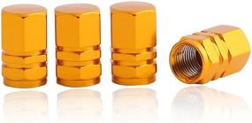 img 4 attached to 🔳 GODESON Gold Aluminum Hexgon Style Tire Valve Stem Caps (4 Pcs/Set) - High-Quality Aluminum Caps for Auto, Car, Motorcycle, and Bicycle Tire Wheels