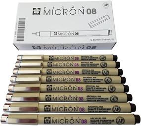 img 4 attached to 🖊️ Sakura Pigma Micron Pen 08 Black Felt Tip Artist Drawing Pens - Set of 8