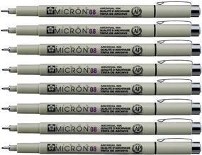 img 3 attached to 🖊️ Sakura Pigma Micron Pen 08 Black Felt Tip Artist Drawing Pens - Set of 8