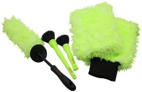 img 4 attached to 🚗 Complete 5pcs SOYS Car Cleaning Kit: Long Reach Rim Brush, Soft Detail Brushes, Microfiber Mitts for Auto Interior & Exterior, Leather Seat, Air Vents