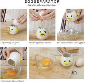 img 1 attached to 🥚 Kitchen Egg Separator - Cartoon Mini Egg White and Yolk Separator: Practical Ceramic Tool for Baking and Cooking