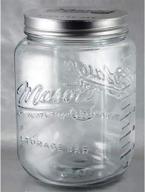 🏺 grant howard 51092 136oz wide mouth embossed glass mason jar container with airtight screw on lid - classic storage логотип