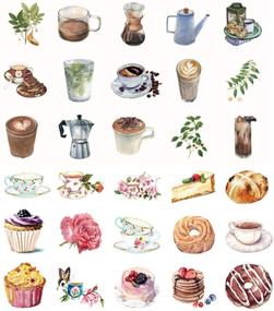 img 4 attached to 🍰 92PCS Kawaii Cake Coffee Afternoon Tea Paper Stickers for Water Cup Stationery DIY Scrapbooking Diary Album Decals