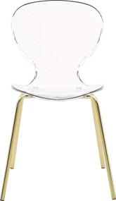 img 1 attached to ✨ Meridian Furniture Clarion Collection Modern Contemporary Gold Finish Lucite Polycarbonate Stackable Dining Chair Set of 2 - Sturdy Metal Legs, 19.5" W x 19" D x 32.5" H