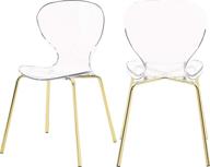✨ meridian furniture clarion collection modern contemporary gold finish lucite polycarbonate stackable dining chair set of 2 - sturdy metal legs, 19.5" w x 19" d x 32.5" h logo