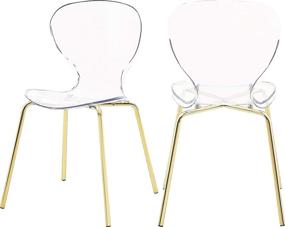 img 4 attached to ✨ Meridian Furniture Clarion Collection Modern Contemporary Gold Finish Lucite Polycarbonate Stackable Dining Chair Set of 2 - Sturdy Metal Legs, 19.5" W x 19" D x 32.5" H