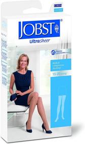 img 2 attached to 🧦 JOBST 119384 UltraSheer Thigh High Compression Stockings with Lace Silicone Top Band, 15-20 mmHg, Closed Toe, X-Large, Suntan