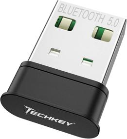 img 4 attached to Techkey USB Mini Bluetooth 5.0 EDR Dongle for PC: Fast Wireless 🔌 Transfer for Laptop, Headphones, Speakers, Keyboard, Mouse & Printer - Windows 10/8.1/8/7 Compatible