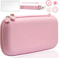 brhe cute switch case - portable protective bundle bag with screen protector for nintendo switch/switch lite/oled (pink) logo