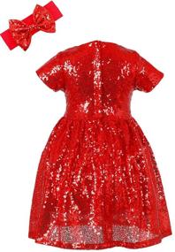 img 3 attached to ANATA Girls Sequin Dress: Solid Toddler Baby Princess Dresses with Short Sleeve, Perfect for Parties, Wedding Gown + Headband