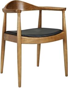 img 3 attached to 🪑 Кресло Modway Presidential: черное кожзаменительное кресло для обеденного стола в стиле модернистской середины века