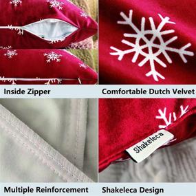 img 1 attached to Shakeleca Christmas Red Throw Pillow Covers, 20x20 Inch, Set of 2, Holiday Decorative Pillow Covers, Invisible Zipper, Dutch Velvet Snowflake Winter Cushion Cases for Home, Sofa, Car, Bed, Chair