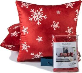 img 4 attached to Shakeleca Christmas Red Throw Pillow Covers, 20x20 Inch, Set of 2, Holiday Decorative Pillow Covers, Invisible Zipper, Dutch Velvet Snowflake Winter Cushion Cases for Home, Sofa, Car, Bed, Chair