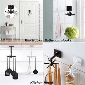 img 3 attached to 🔁 360 Rotatable Adhesive Wall Hooks for Kitchen, Bathroom Organization and Storage - No Damage, Nail-Free Key Holder and Shower Hooks - 4 White Wall Hangers