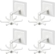 🔁 360 rotatable adhesive wall hooks for kitchen, bathroom organization and storage - no damage, nail-free key holder and shower hooks - 4 white wall hangers логотип