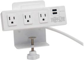 img 4 attached to Tripp Lite TLP310USBCW: 3-Outlet Surge Protector Power Strip with USB Charging, Desk Clamp, White - 510 Joules