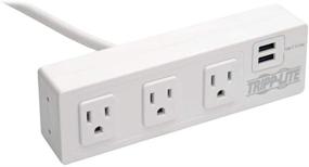 img 1 attached to Tripp Lite TLP310USBCW: 3-Outlet Surge Protector Power Strip with USB Charging, Desk Clamp, White - 510 Joules