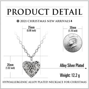 img 3 attached to 🎁 RareLove Vintage Heart Locket Necklace: Hold Cherished Memories in Hollow Silver Plated Alloy. Perfect Christmas Gift for Women and Girls!