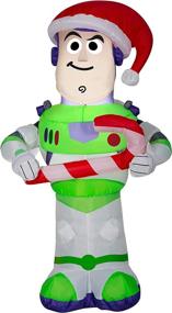 img 1 attached to 🚀 Gemmy 3.5 Foot Toy Story Buzz Lightyear Airblown Inflatable with Candy Cane - Festive and Fun Holiday Decoration!