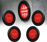 🚦 4-pack of 2.5-inch round red led trailer clearance marker lights [dot fmvss 108] [sae p2] [reflector lens] [grommet] [flush-mount] [ip67 waterproof] marker clearance lights for trailer truck logo
