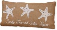 🌊 coastal charm: sandy toes and salty kisses starfish 6 x 12 burlap decorative throw pillow logo