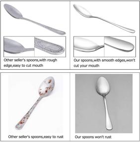 img 1 attached to 🍴 16-Piece Dinner Spoon Set, 7.3" Tablespoons, Premium 18/10 Stainless Steel, Durable Metal Spoons, Silverware Only, Mirror Finish, Dishwasher Safe, Home & Restaurant Use