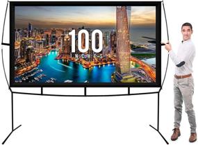 img 2 attached to 🎥 KHOMO GEAR Easy Assembly - Tool-Free - Jumbo 100 Inch 16:9 Portable Outdoor and Indoor Movie Theater Front and Rear Projector Screen with Stand Legs, GER-1153
