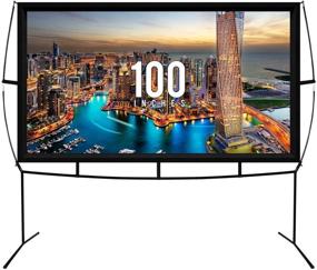 img 4 attached to 🎥 KHOMO GEAR Easy Assembly - Tool-Free - Jumbo 100 Inch 16:9 Portable Outdoor and Indoor Movie Theater Front and Rear Projector Screen with Stand Legs, GER-1153