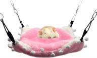 🐾 leerking double tier small animal cage hammock - comfy coral fleece hideout for sugar gliders, flying squirrels, chinchillas, hamsters, hedgehogs, small bunnies - hanging bed логотип