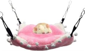 img 3 attached to 🐾 LeerKing Double Tier Small Animal Cage Hammock - Comfy Coral Fleece Hideout for Sugar Gliders, Flying Squirrels, Chinchillas, Hamsters, Hedgehogs, Small Bunnies - Hanging Bed