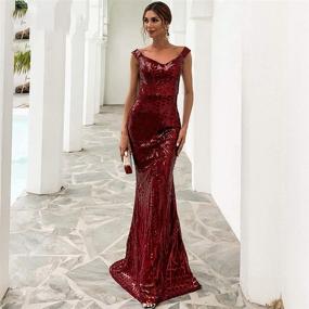 img 3 attached to 💃 Stunning Sequin Women's Evening Dresses: Backless Shoulder-Length Elegance