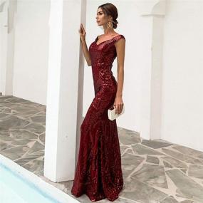 img 1 attached to 💃 Stunning Sequin Women's Evening Dresses: Backless Shoulder-Length Elegance