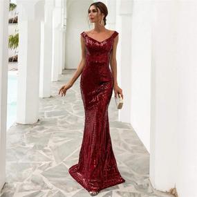 img 2 attached to 💃 Stunning Sequin Women's Evening Dresses: Backless Shoulder-Length Elegance