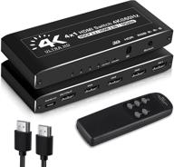 hdmi переключатель 4x1 с ir пультом дистанционного управления - 4 портовый селектор hdmi для 🎮 пк, ps4, ps5, dvd, проектора - поддерживает 3d hdcp 2.2, 4kx2k hdr, hdmi 2.0b, dolby - от avedio логотип